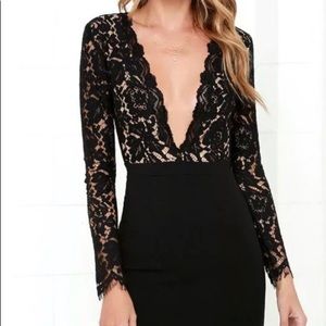 Lulus Black long sleeve lace dress